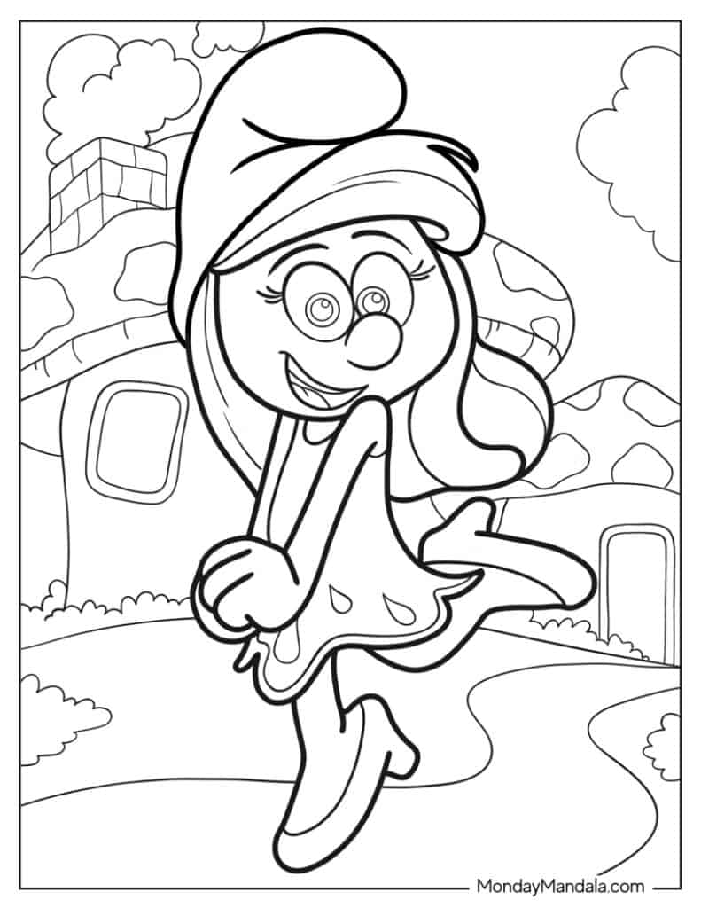 Smurf coloring pages free pdf printables