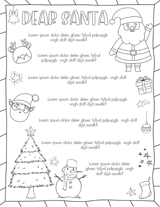 Carta de busca para o papai noel para colorir modelo