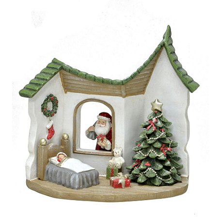 Escultura cenario natal decorativo papai noel no quarto color