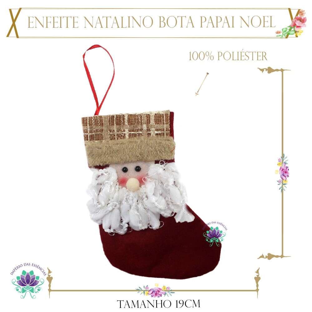 Enfeite natalino bota de papai noel deixando seu natal muito elegante