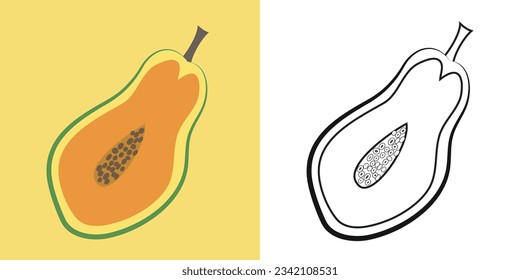 Coloring papaya fruit simple coloring page stock vector royalty free