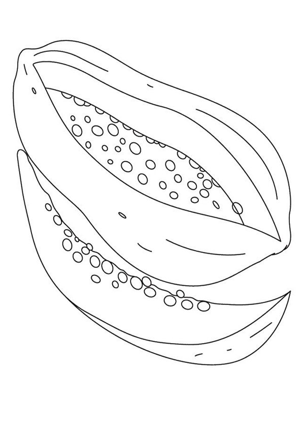 Coloring pages papaya sliced coloring page