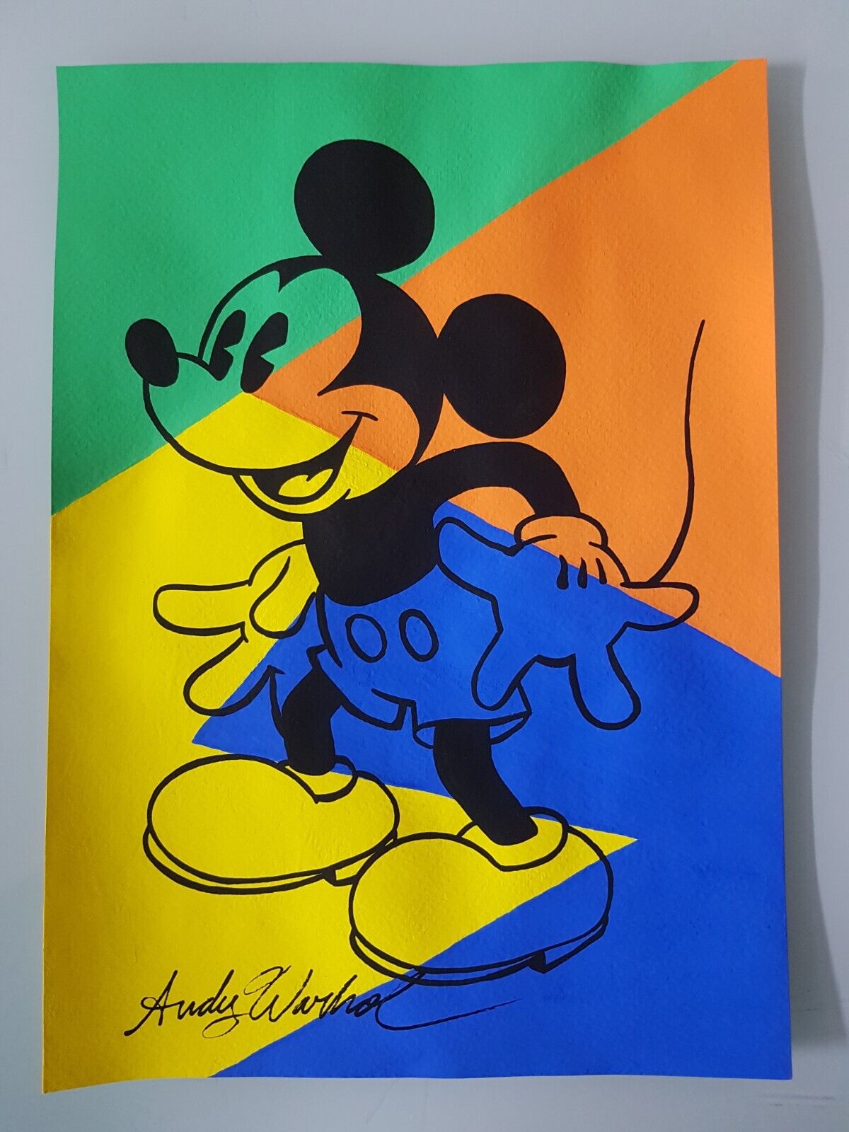 Andy warhol hand signed mickey mouse watercolor on paper pop art