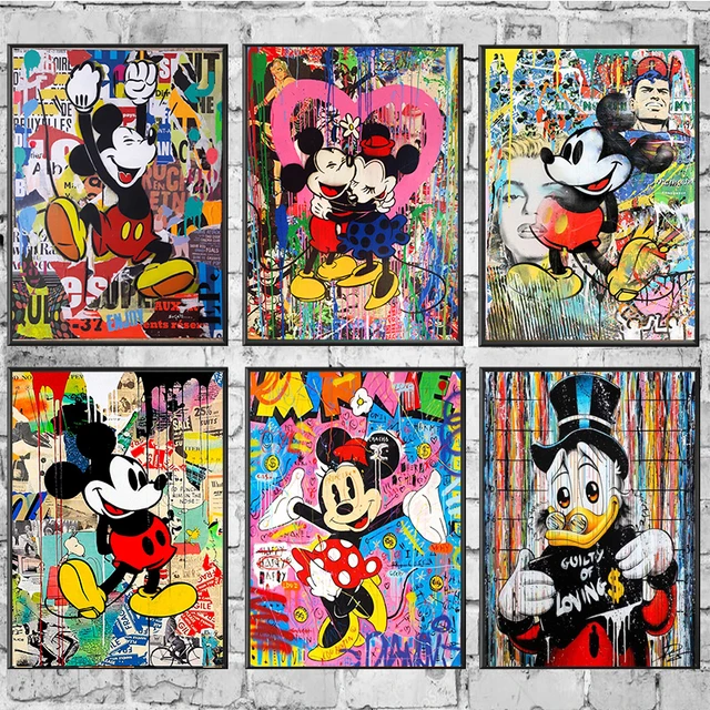 Digital oil painting disney mickey mouse graffiti diy hand