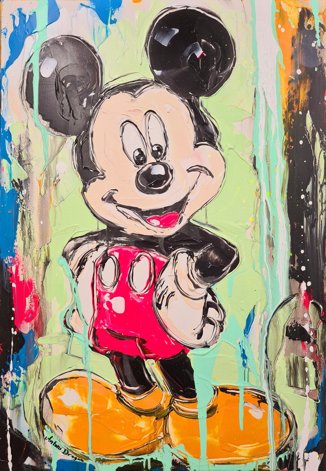 Hey minnie mickey mouse by antoni dragan painting acrylic cotton on canvas