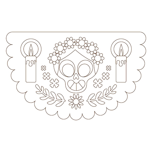 Free vector hand drawn papel picado coloring page illustration