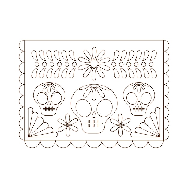 Premium vector hand drawn papel picado coloring page illustration