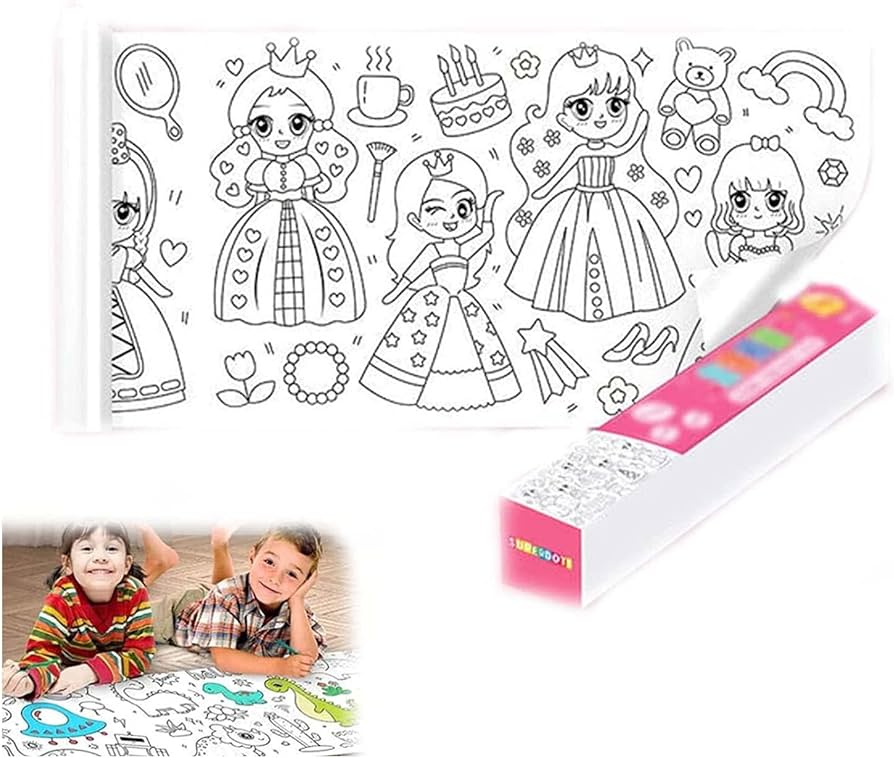 Rollo de dibujo para niãos rollo de papel para colorear para niãos rollo de papel para dibujar pintura de bricolaje papel de relleno de color juguet educativos tempranos para niãos pequeãos