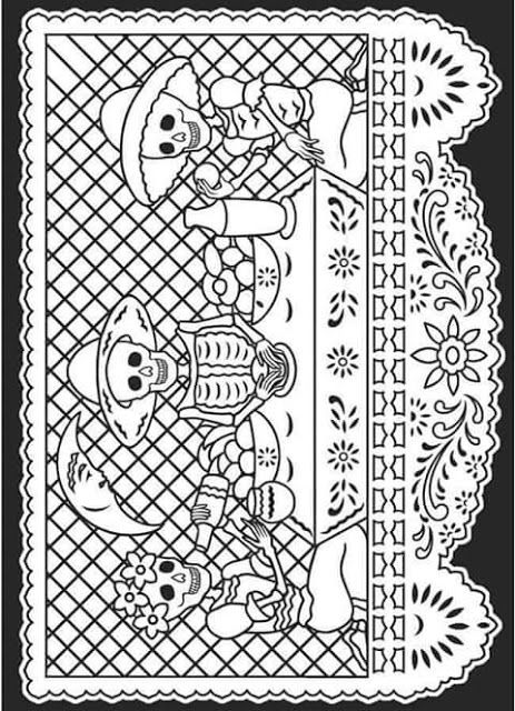 Tu tea papel picado pa colore dia de los muertos dibujo dia de muertos calaveras pa colore