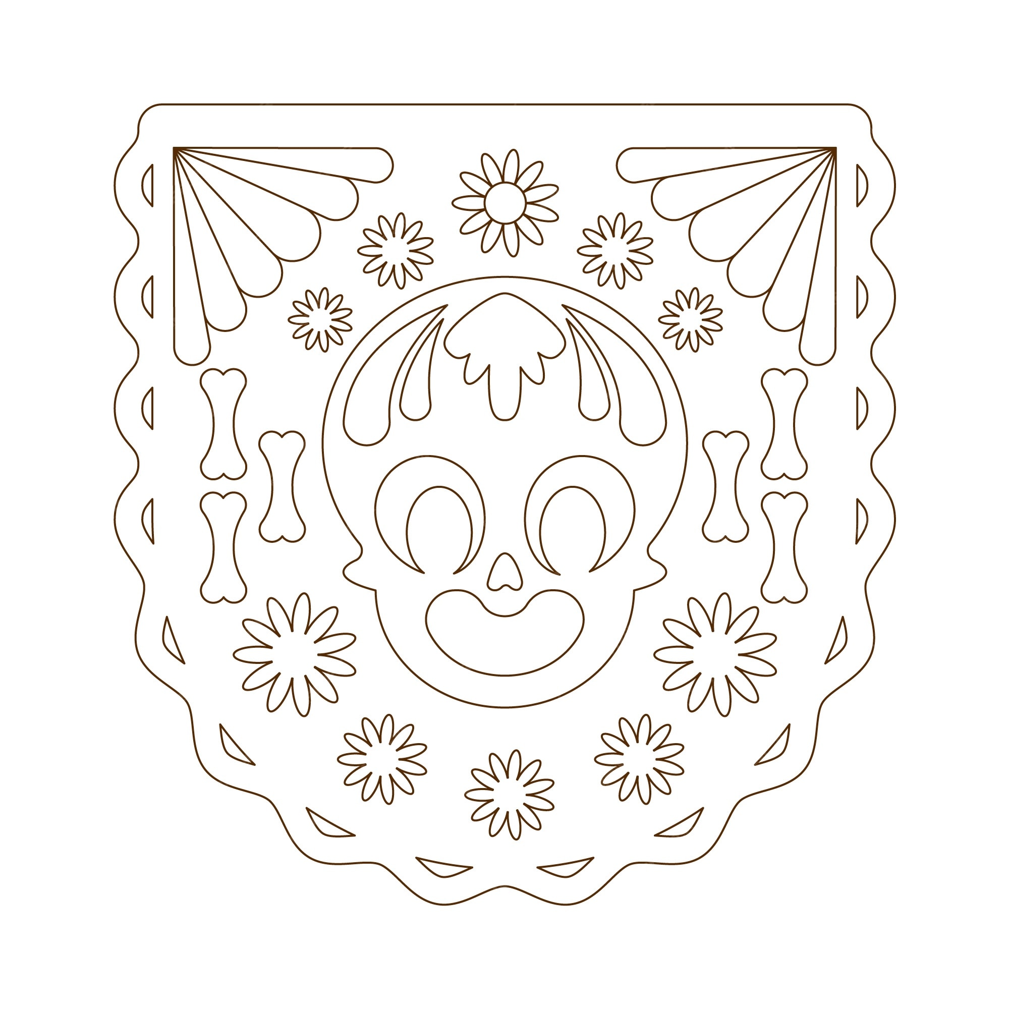 Free vector hand drawn papel picado coloring page illustration