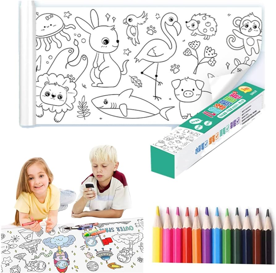 Lutyy rollo de papel para colorear para niãos rollo de papel para dibujar creativo con lãpices de colores pintura dibujo color relleno papel rollo papel de dibujo de pintura