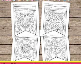 Papel picado dia de los muertos day of the dead nov mexican fiesta banner bunting cinco de mayo may coloring pages diy