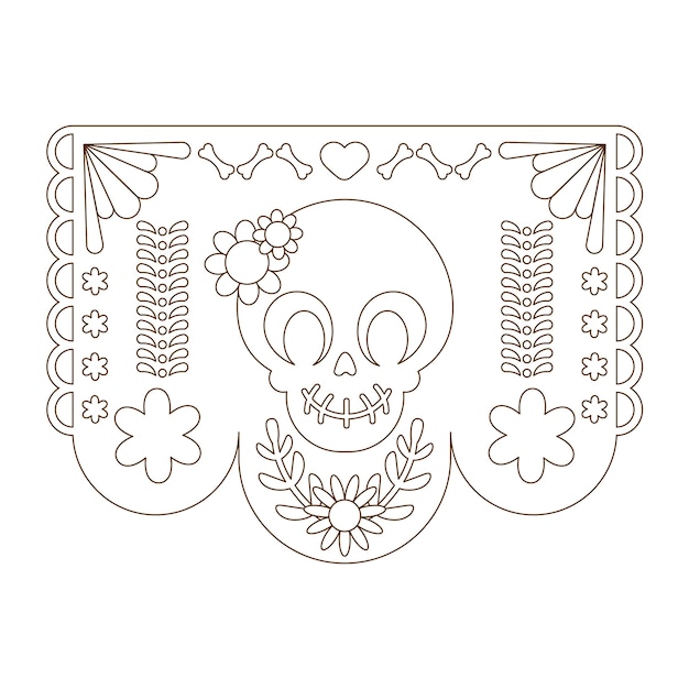 Free vector hand drawn papel picado coloring page illustration