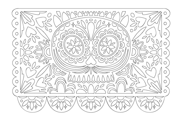 Free vector hand drawn papel picado coloring page illustration