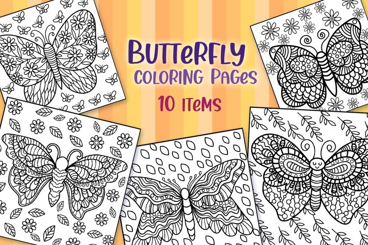 Butterfly coloring pages design bundles