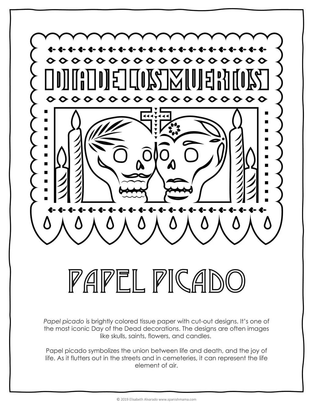 Sugar skull coloring pages and masks for dãa de muertos