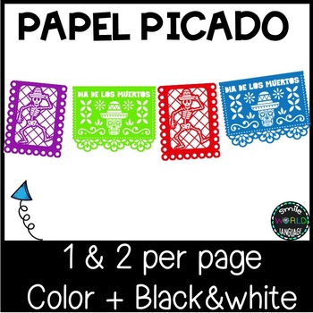 Papel picado dãa de muertos pennants to color bunting mexico banderines dead