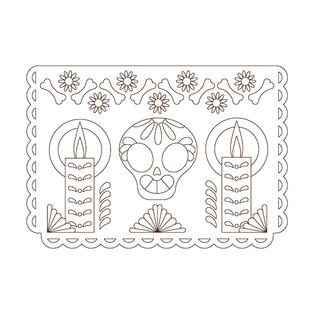 Free vector hand drawn papel picado coloring page illustration