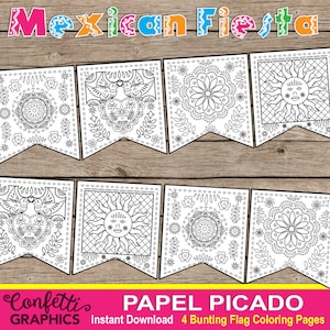 Papel picado coloring page