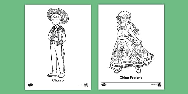 Traditional mexican clothing coloring sheets teacher