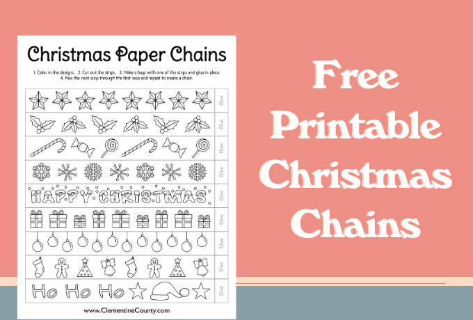 Free printable christmas chains to color clementine county