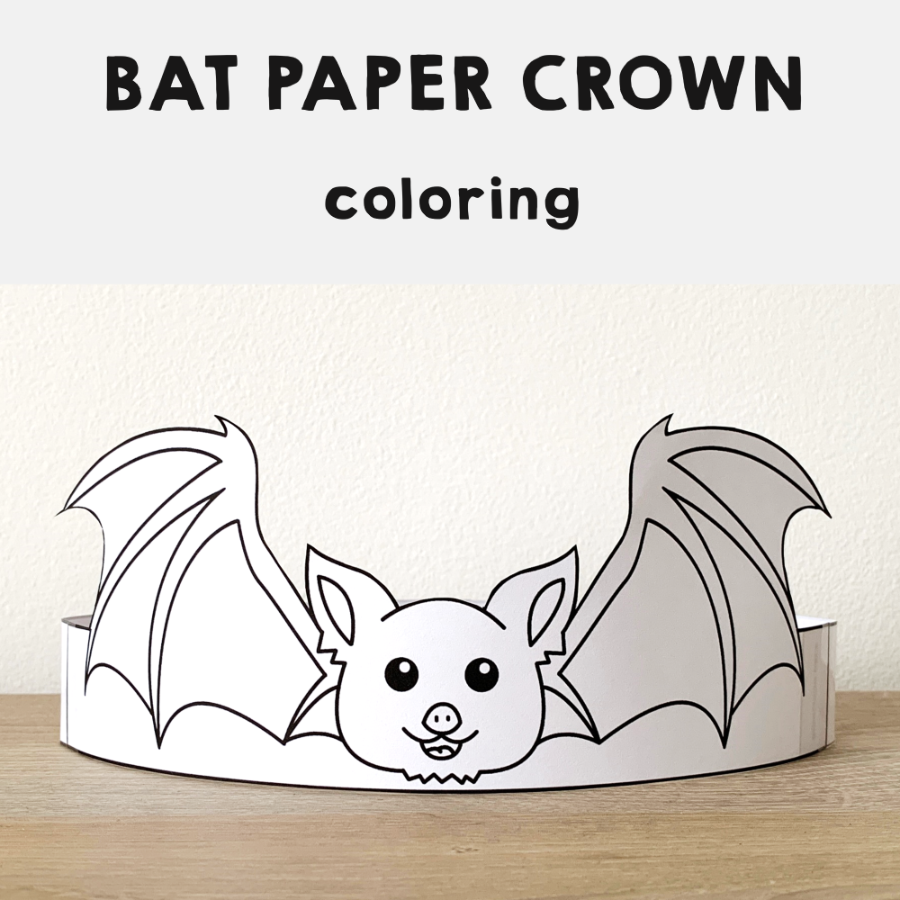 Bat paper crown printable coloring halloween spooky craft activity made by teachers