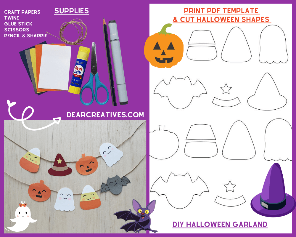 Diy halloween garland halloween printable template