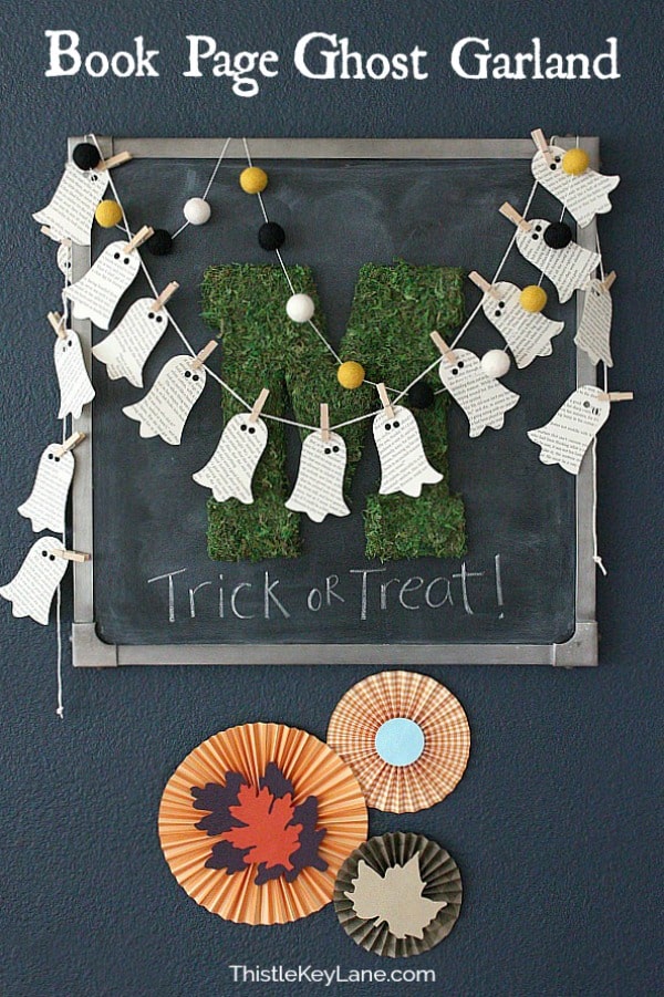 Diy book page ghost garland