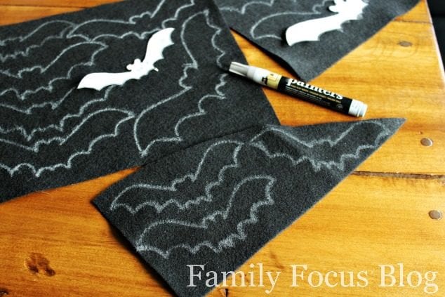 Diy halloween felt garland with spooky bat template