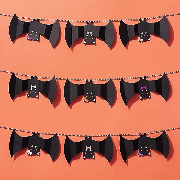 Hanging bats halloween garland craft kit paper source