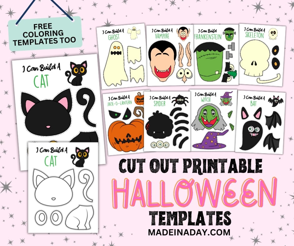 Halloween cut out printable craft templates made in a day