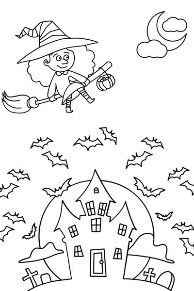 Cute witch coloring pages for halloween