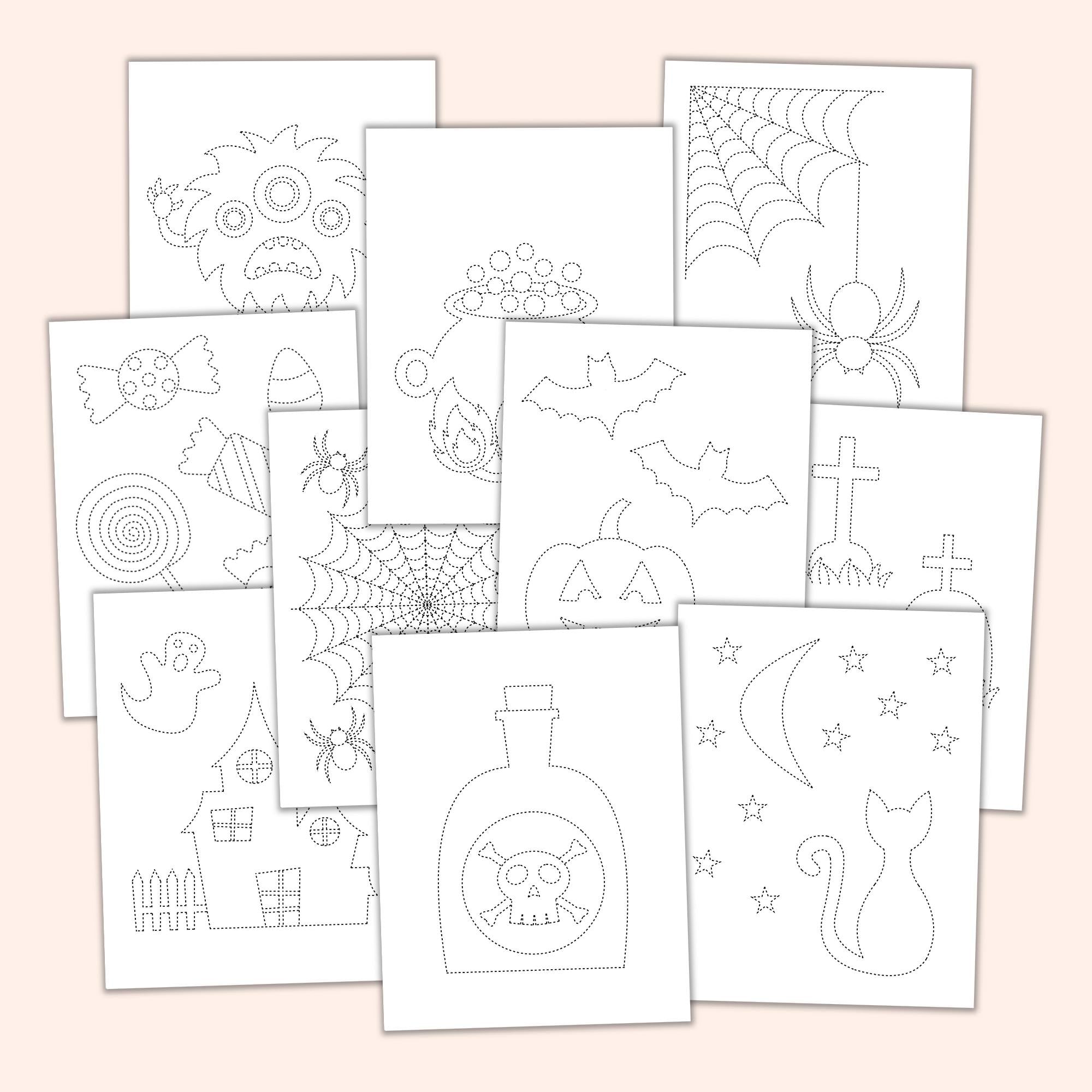 Halloween trace colour sheets â printables by the craft