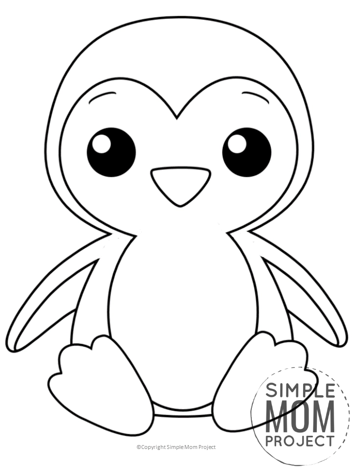 Free printable penguin coloring page â simple mom project