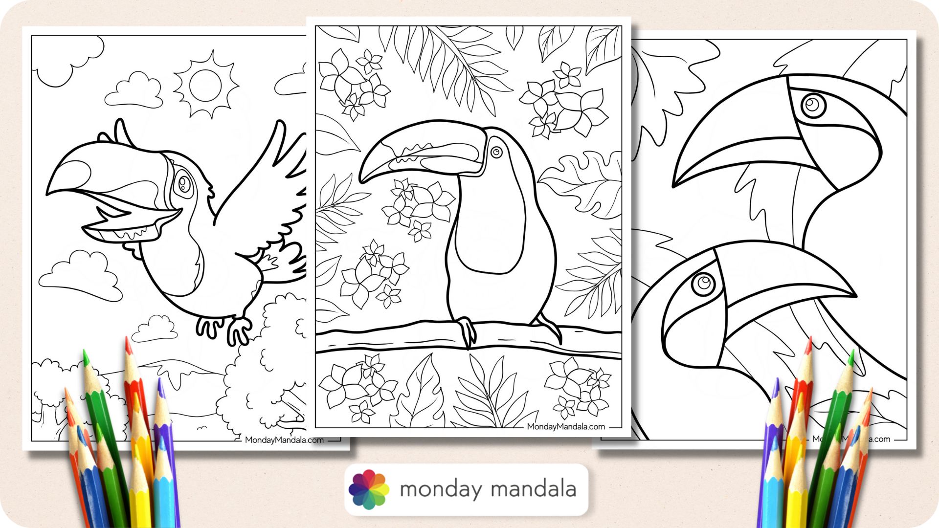 Toucan coloring pages free pdf printables