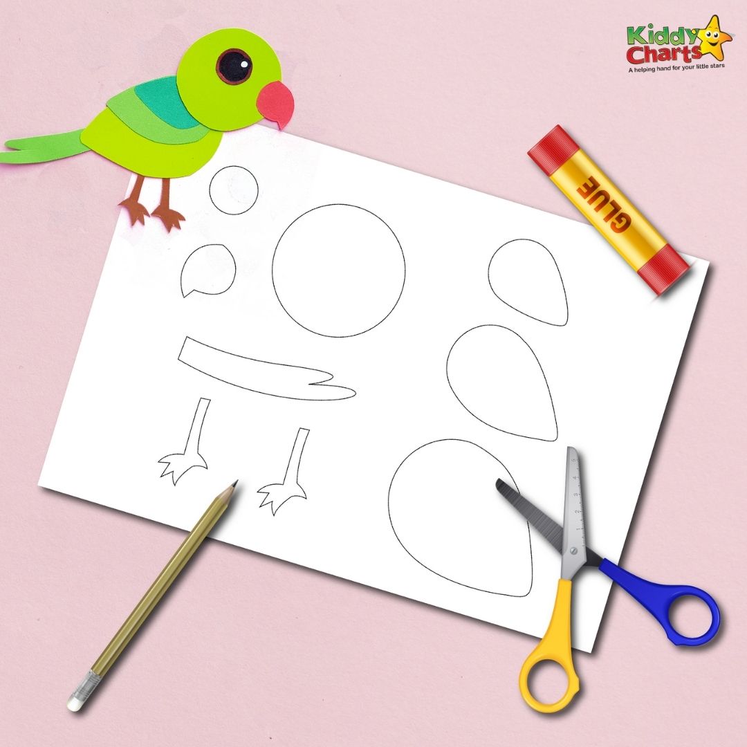 Green parrot paper craft