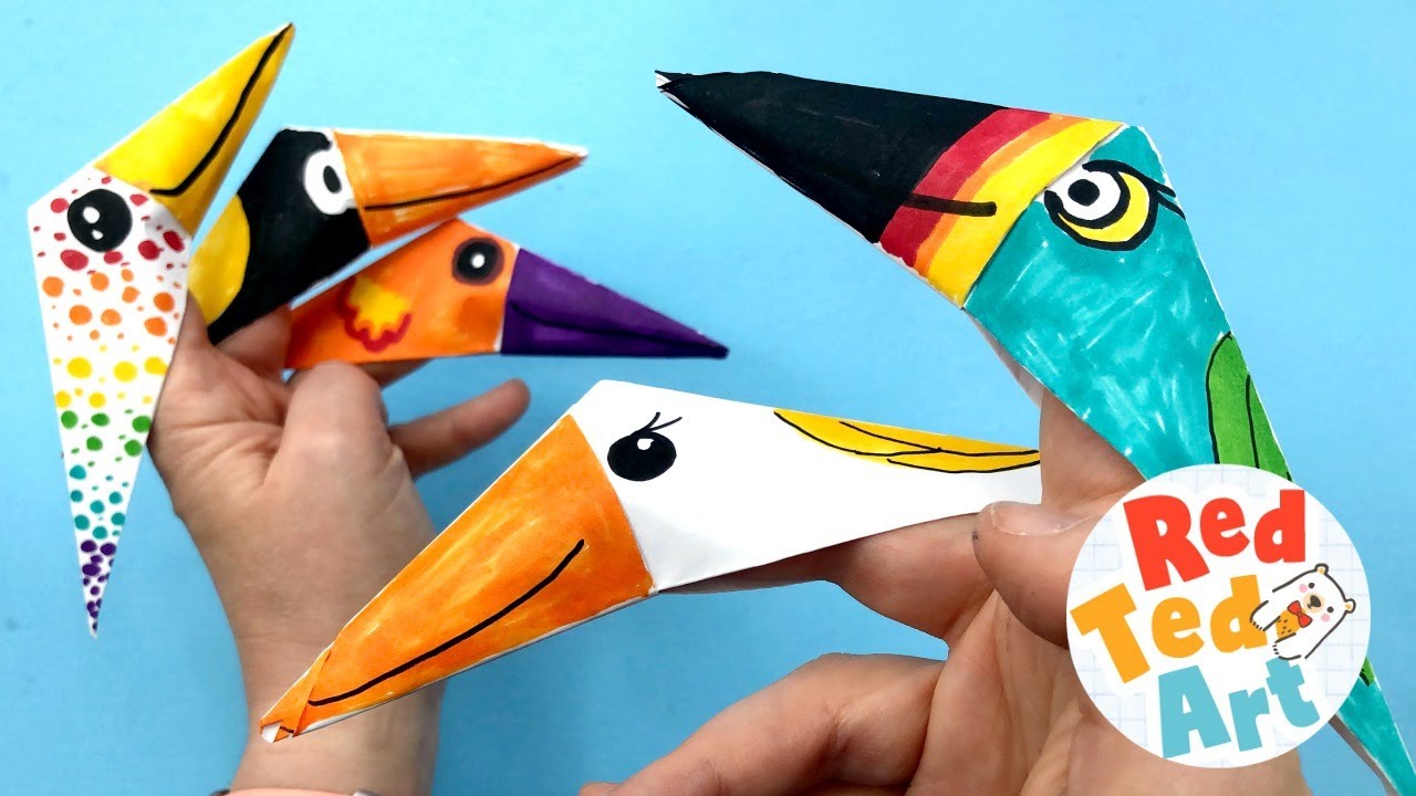 Easy bird finger puppet origami