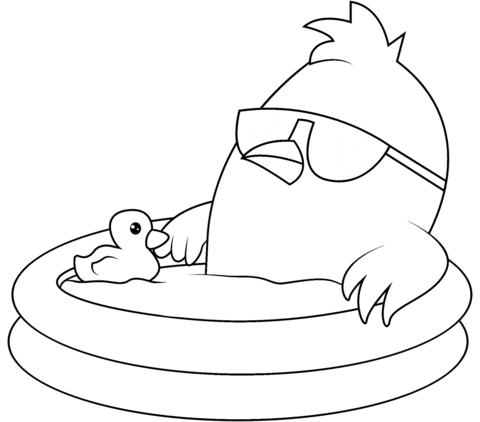 Cool chick is in inflatable pool with rubber duck coloring page free printable coloring pages