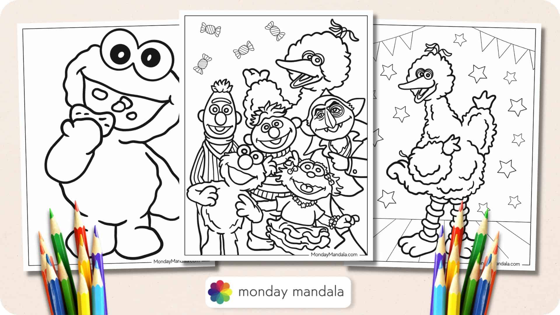 Sesame street coloring pages free pdf printables