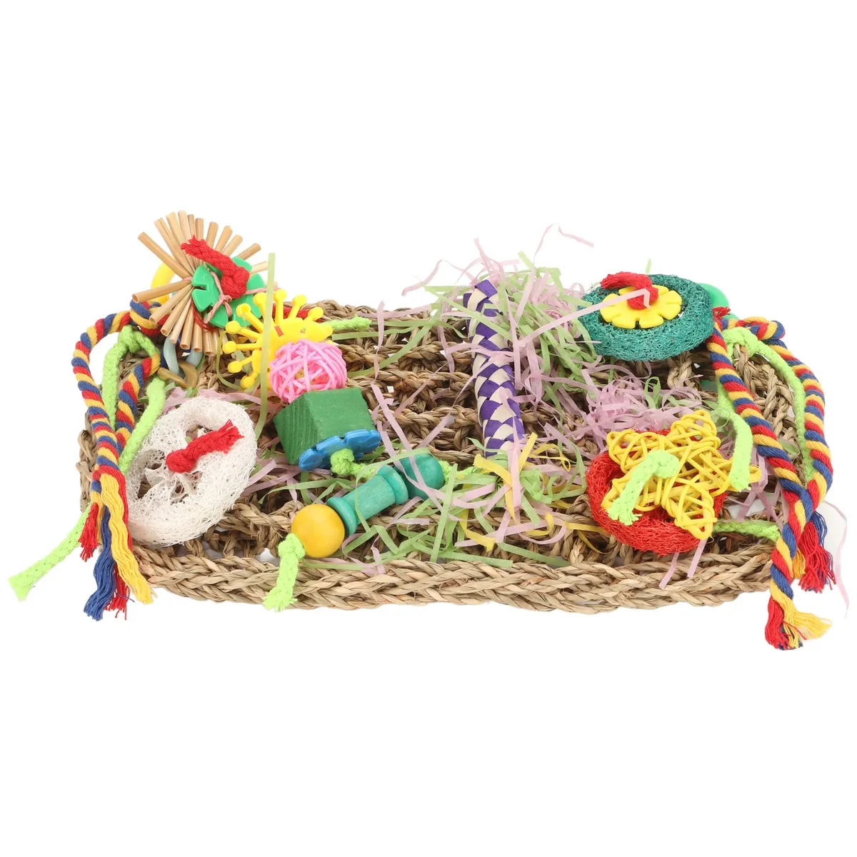 Bird foraging wall toy tightly woven safe food loring climbing chew ttu