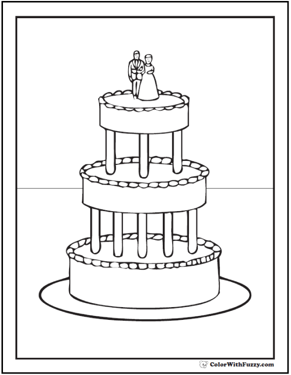 Cake coloring pages customize pdf printables