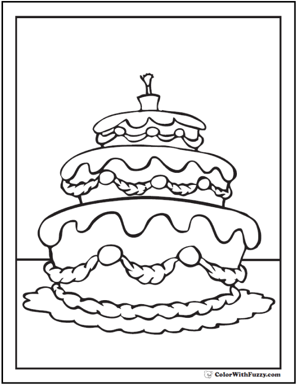 Cake coloring pages customize pdf printables