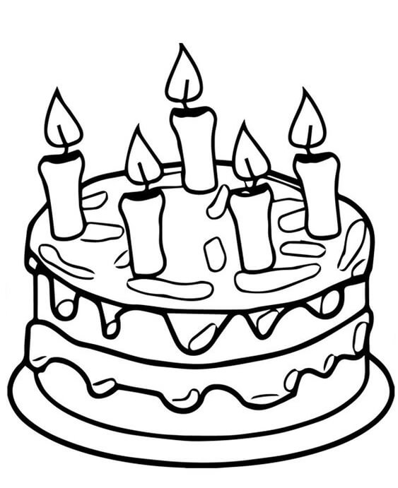 Free easy to print cake coloring pages