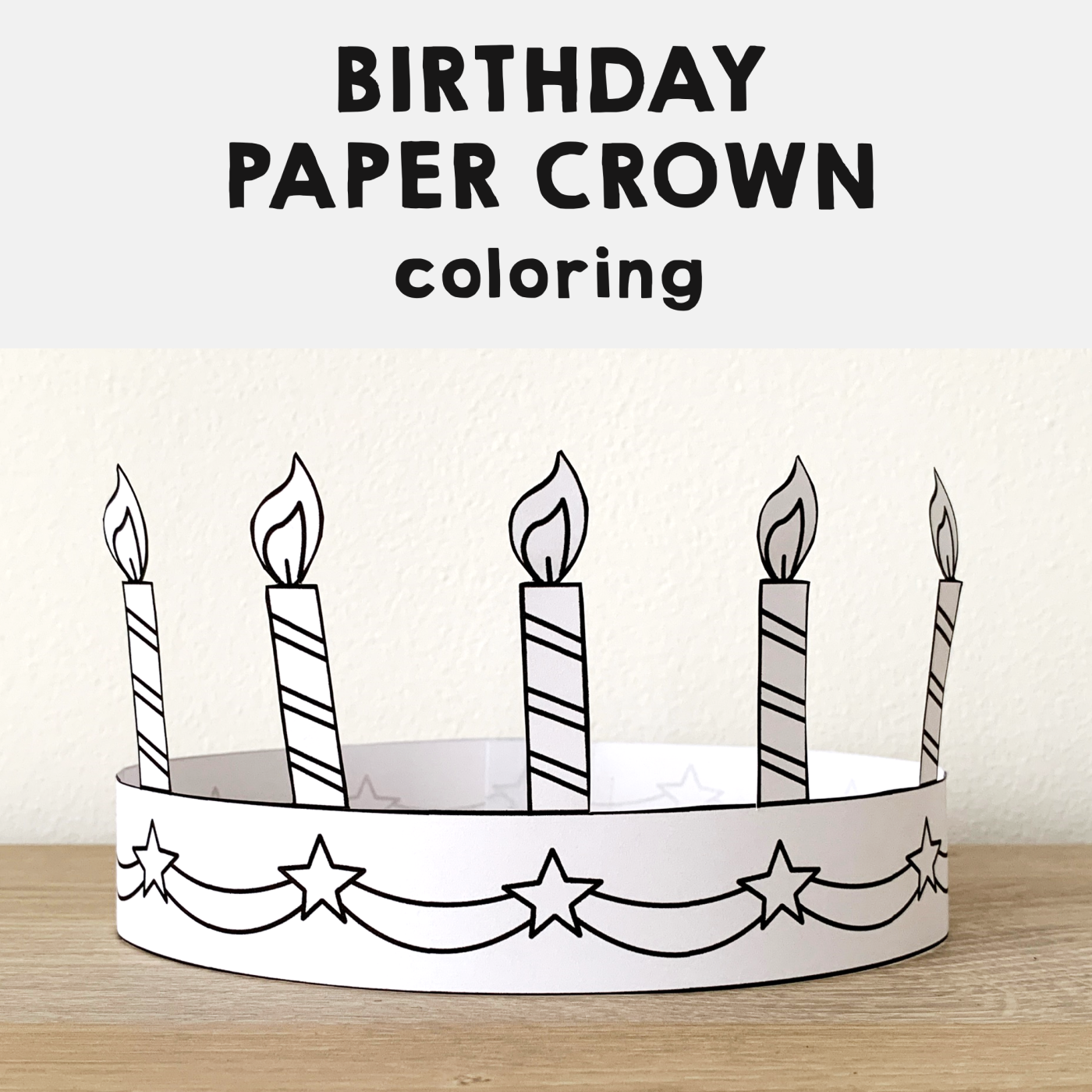 Birthday cake paper crown printable coloring craft made by teachers