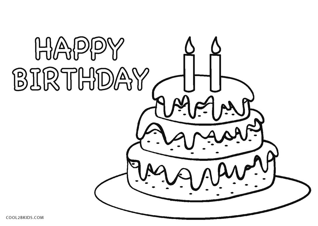 Free printable birthday cake coloring pages for kids