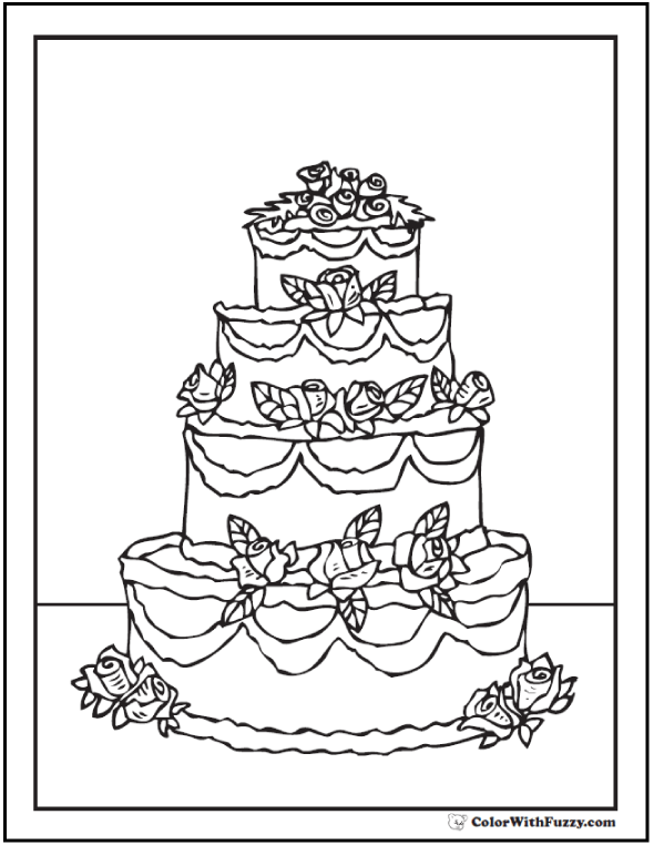 Cake coloring pages customize pdf printables