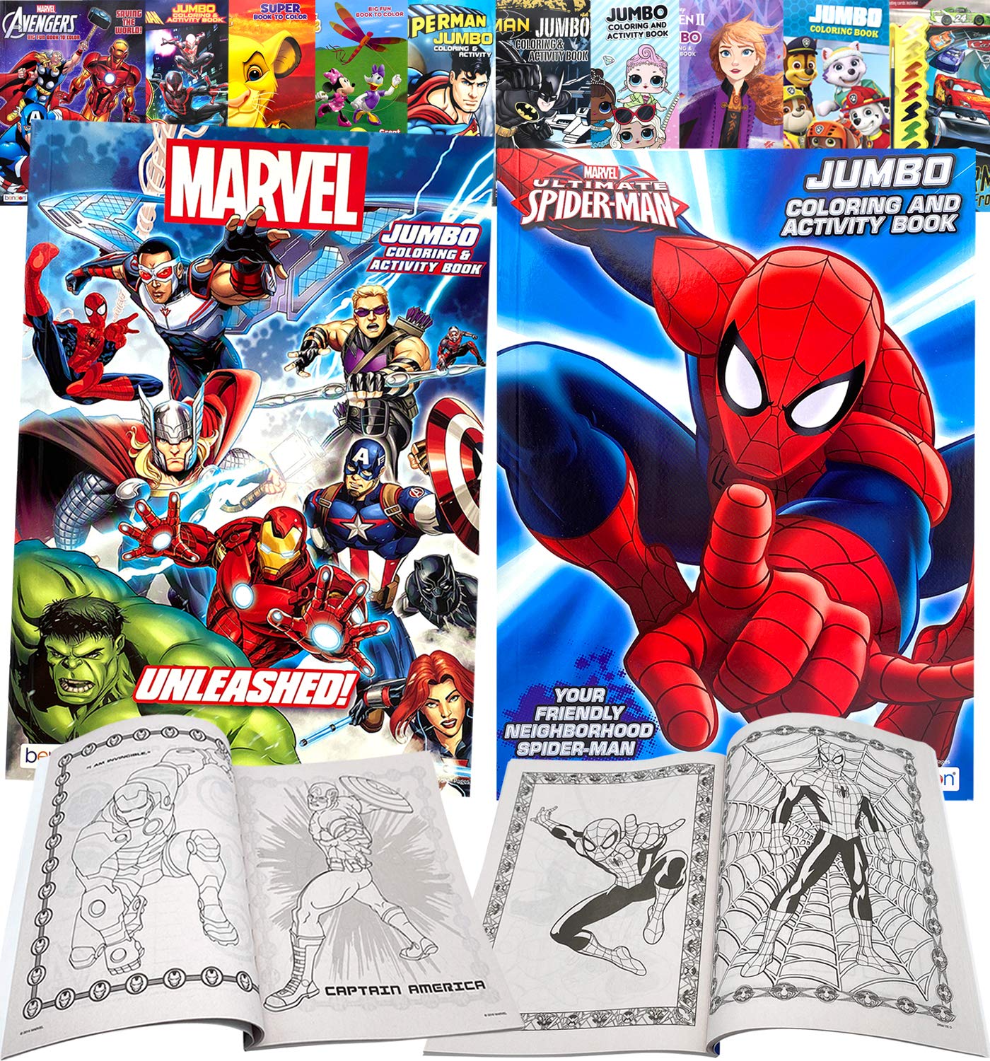 Marvel superheroes avengers spiderman ultimate fun arts crafts coloring and activity sticker books gift set perforated paper