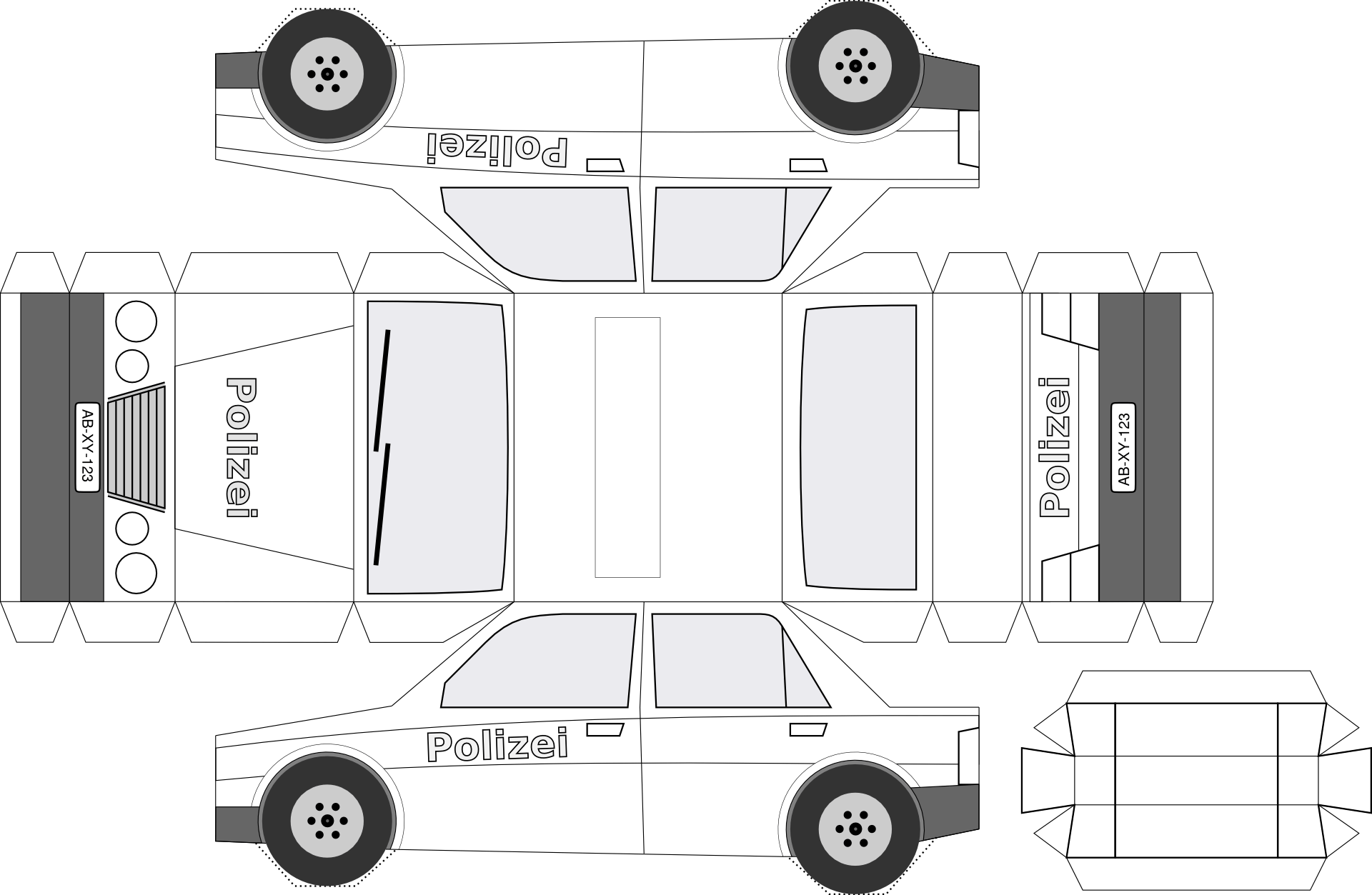 German police car in black and white free printable papercraft templates