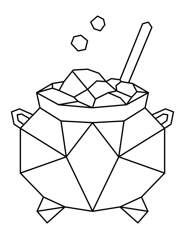 Printable geometric cauldron coloring page