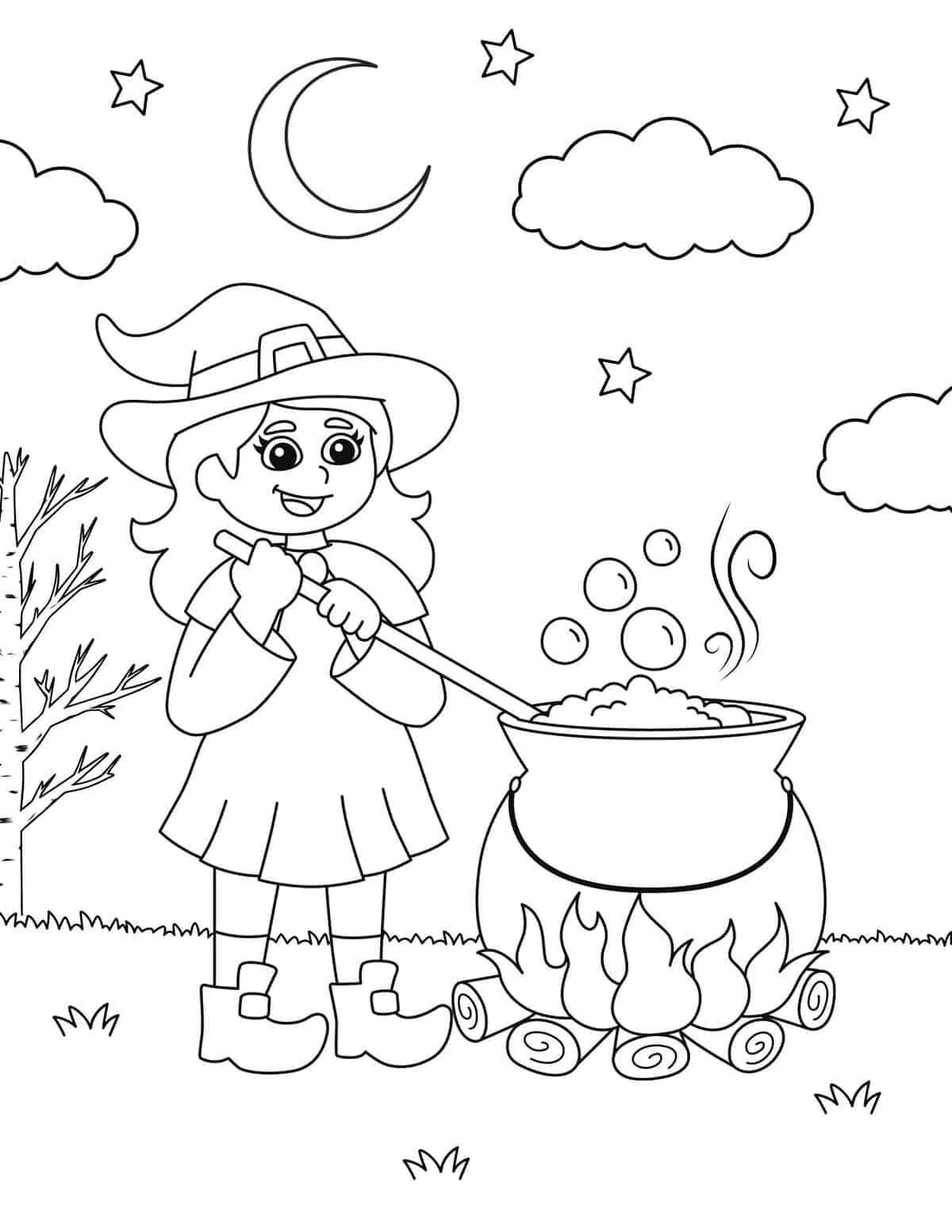 Free halloween witch coloring pages